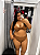 Conjunto Biquini Tifany Hot Pants Plus Size com Bojo Canelado Marrom - Imagem 1