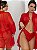 Robe Fascínio com calcinha em tule e renda Sexy Vermelho - Imagem 2