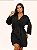 Robe Encanto Poliéster e Renda na manga Preto - Imagem 1