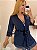Robe Belle Nuit Manga Microfibra e Renda Azul - Imagem 2