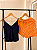 Pijama de Verão Lili Feminino com Alcinha e Short de Bolinha Cós Elastico Laranja com Preto - Imagem 1