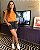Pijama T-shirt Dona de Mim Laranja com Cinza - Imagem 1