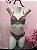 Conjunto Lingerie Comfy com Bojo e Detalhes em Renda Cinza e Pink - Imagem 1