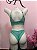 Conjunto Lingerie Delicado sem Bojo em Renda Floral Verde Água - Imagem 2