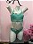 Conjunto Lingerie Delicado sem Bojo em Renda Floral Verde Água - Imagem 3