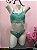 Conjunto Lingerie Delicado sem Bojo em Renda Floral Verde Água - Imagem 1