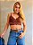 Conjunto Lingerie Expresso Marrom Cropped em Renda Sensual sem Bojo com Aro Calcinha Fio Duplo em renda Sexy - Imagem 1