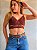 Conjunto Lingerie Expresso Marrom Cropped em Renda Sensual sem Bojo com Aro Calcinha Fio Duplo em renda Sexy - Imagem 8