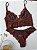 Conjunto Lingerie Expresso Marrom Cropped em Renda Sensual sem Bojo com Aro Calcinha Fio Duplo em renda Sexy - Imagem 15