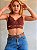 Conjunto Lingerie Expresso Marrom Cropped em Renda Sensual sem Bojo com Aro Calcinha Fio Duplo em renda Sexy - Imagem 7