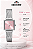 Relógio Orient Feminino Analógico Quadrado Prata Safira Fundo Rosa Pulseira Mesh LBSS0091 R1SX - Imagem 2