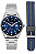 Relógio Orient Masculino Prata Fundo Azul Dupla Pulseira Clássico Aço MBSS1452 D2SX Original - Imagem 1