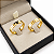 Aliança Reta Semi Anatômica com Friso 3 Diamantes Cravados 3,5mm Ouro 18K - Imagem 4