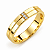 Aliança Reta Semi Anatômica com Friso 3 Diamantes Cravados 3,5mm Ouro 18K - Imagem 1