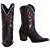Bota Texana Feminina Botina em Couro Floter Preto Detalhe Bordado a laser ref 768 - Imagem 5