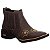 Bota Texana Feminina Botina bico quadrado em Couro Fóssil Brown Detalhe bordado flor Ref 766 - Imagem 1