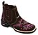 Bota Texana Feminina Cano baixo Botina Camurça Café bordado rosa Country Ref 170 - Imagem 1