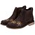Botina Feminina bico redondo em Couro Fóssil Brown Detalhe Lazer bordado flor Ref 772 - Imagem 2