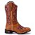 Bota Texana Couro Zíper Lateral Bordado Laser Floral - Imagem 1