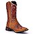 Bota Texana Couro Zíper Lateral Bordado Laser Floral - Imagem 2