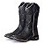 Bota Texana Couro Zíper Lateral Bordado Laser Preto 0734 - Imagem 4