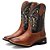 Bota Texana Country Masculina Em Couro Liso Marrom Bico quadrado Ref 223 - Imagem 4