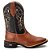 Bota Texana Country Masculina Em Couro Liso Marrom Bico quadrado Ref 223 - Imagem 5
