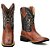 Bota Texana Country Masculina Em Couro Liso Marrom Bico quadrado Ref 223 - Imagem 1