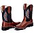 Bota Texana Rodeio Masculina Em Couro Liso Floter Cor Café Bico Quadrado 801 - Imagem 2