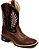 Bota Texana Rodeio Masculina Em Couro Liso Floter Cor Café Bico Quadrado 801 - Imagem 1