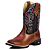 Bota Texana Feminina Cowgirl Em Couro Liso Pinhão detalhe Rosa Ref 701 - Imagem 2