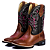 Bota Texana Feminina Cowgirl Em Couro Liso Pinhão detalhe Rosa Ref 701 - Imagem 5