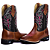 Bota Texana Feminina Cowgirl Em Couro Liso Pinhão detalhe Rosa Ref 701 - Imagem 6