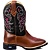 Bota Texana Feminina Cowgirl Em Couro Liso Pinhão detalhe Rosa Ref 701 - Imagem 1