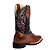 Bota Texana Feminina Cowgirl Em Couro Liso Pinhão detalhe Rosa Ref 701 - Imagem 4