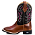 Bota Texana Feminina Cowgirl Em Couro Liso Pinhão detalhe Rosa Ref 701 - Imagem 3