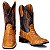 Bota Texana Escamada Em Couro Bico Quadrado Unissex Amarela Latego Whisky Ref 809 - Imagem 4