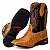 Bota Texana Escamada Em Couro Bico Quadrado Unissex Amarela Latego Whisky Ref 809 - Imagem 1