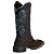 Bota Texana Feminina Bico quadrado Ziper Café/Azul Ref 730 - Imagem 5
