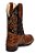 Bota Texana Escamada masculina bico redondo couro reforçada marrom Ref 834 - Imagem 4