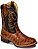 Bota Texana Masculina Escamada couro Marrom Reforçada Costurada Bruta Rodeio Ref 124 - Imagem 1