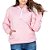 Blusa Moletom Feminino Rosa Com Capuz e Bolso Canguru Sem estampa - Imagem 1