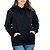 Blusa Moletom Feminino Preto Com Capuz e Bolso Canguru Sem estampa - Imagem 1