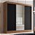 Guarda Roupa Casal Michigan 3 Portas 4 Gavetas 100% MDF com Espelho CASTANHO/PRETO - Imagem 1