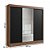 Guarda Roupa Casal Michigan 3 Portas 4 Gavetas 100% MDF com Espelho CASTANHO/PRETO - Imagem 3