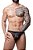 CUECA SLIP  E FIO DENTAL TULE PRETO ELASTICO PERNA DETALHADO - Imagem 1