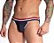 Cueca Jockstrap Azul Marinho com Elástico Tricolor - Imagem 2
