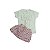 Conjunto Blusa Bege e Saia com Estampa de Gatinho - Imagem 1