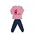 Conjunto Blusa Rosa e Calça Marinho de Gatinho e Borboletas - Imagem 1