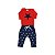 Conjunto Estrela Body e Calça Vermelho e Marinho - Imagem 1